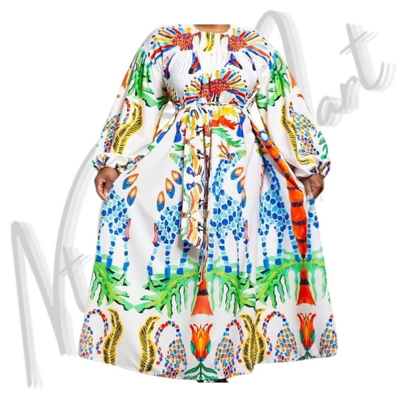 Vibrant African Print Caftan Dress Product image