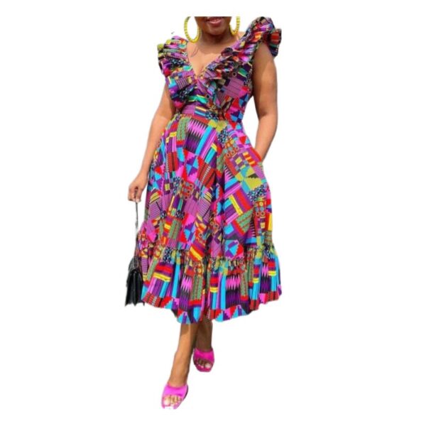NtoshiMart V-Neck Midi Dress