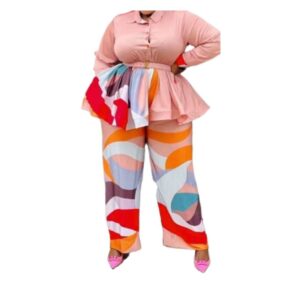 NtoshiMart Women’s Colorful Peplum Top and Pant Set
